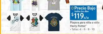 Walmart Playera para niña o niño harry potter oferta