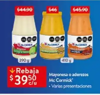 Walmart Mayonesa o aderezos mccormick oferta
