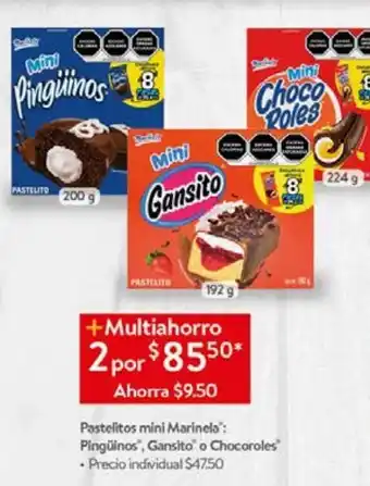 Pastelitos mini marinela, pingüinos, gansito o chocoroles