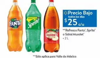 Walmart Refresco fanta, sprite o sidral mundet 2 l oferta