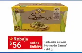 Walmart Tostaditas de maíz horneadas salmas 414g oferta