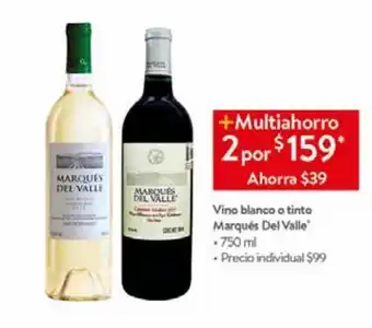 Vino blanco o tinto marqués del valle 750ml