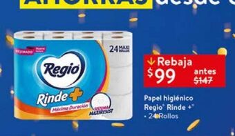 Walmart Papel higiénico regio 24 rollos oferta