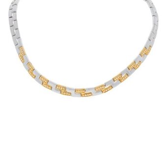 Nacional Monte de Piedad Gargantilla eslabón articulado con diamantes en oro dos tonos 18 kilates. oferta