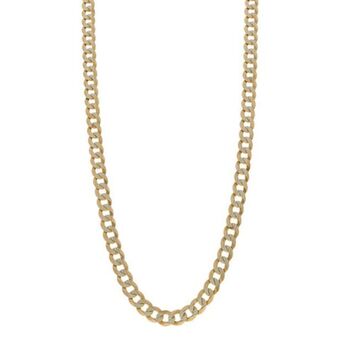 Nacional Monte de Piedad Collar eslabón barbado diamantado en oro amarillo 14 kilates. oferta