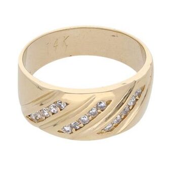 Nacional Monte de Piedad Anillo diseño especial con sintéticos en oro amarillo 14 kilates. oferta