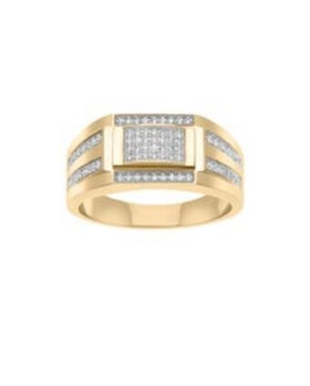 Joyerías Bizzarro Anillo caballero de oro amarillo 14k con zirconias oferta