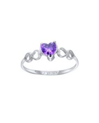 Joyerías Bizzarro Anillo solitario en oro blanco 14k con zirconia corazon morada oferta