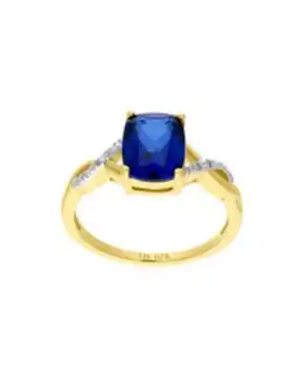 Joyerías Bizzarro Anillo de oro amarillo 14k con 1pto de diamante y zafiro azul oferta