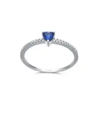 Joyerías Bizzarro Anillo oro blanco 14k con 11pts de diamante y zafiro oferta
