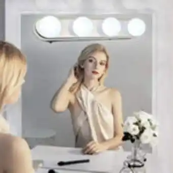 Luces para espejo maquillaje iluminación tocador led4 focos glow, pega fácil chupón, sin cables (blanco, 4 focos)