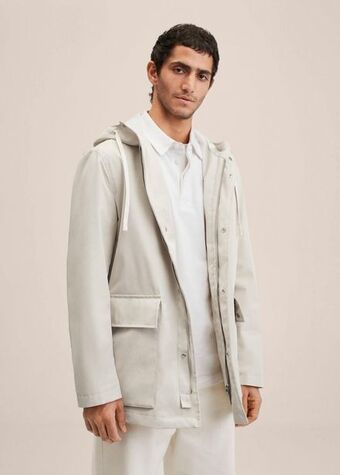 Mango Parka algodón bolsillos oferta