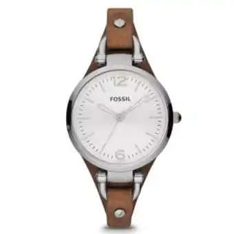 Chapur Reloj fossil dama, correa piel cafe, caratula blanco, analogo, fechador oferta