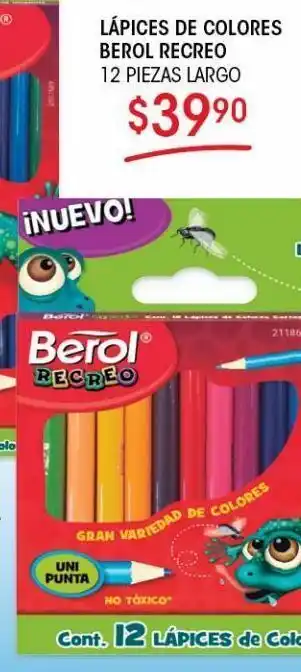 Lápices de colores berol recreo 12 pzas