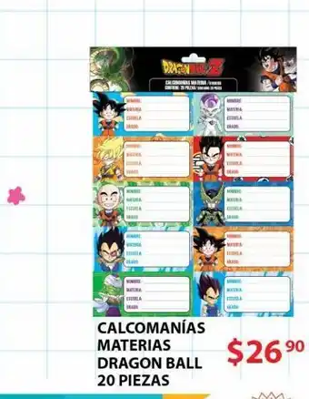 Calcomanias materias dragon ball