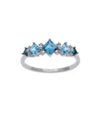 Joyerías Bizzarro Anillo oro blanco 14k con 3 pts de diamante y topacio azul oferta