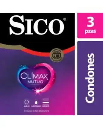 Condones con benzocaína sico clímax mutuo, 3 piezas