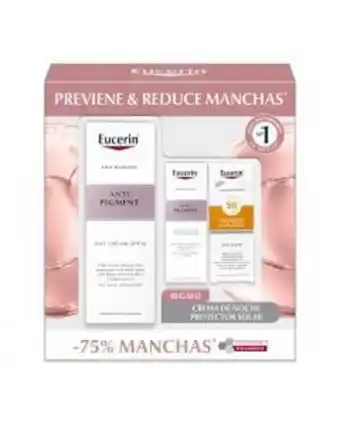 Farmacias del Ahorro Eucerin pack anti-manchas anti-pigment crema facial de día fps30 + mini crema de noche + mini sun pigment control oferta