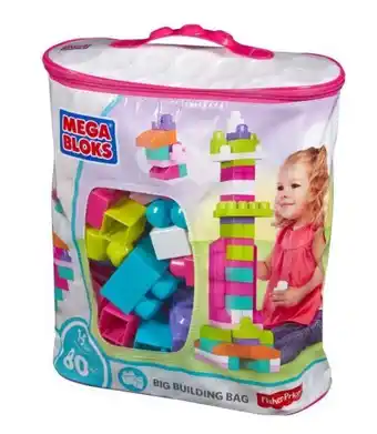 Juguetrón Mattel mega bloks bolsa grande de construcción rosa ch62 oferta