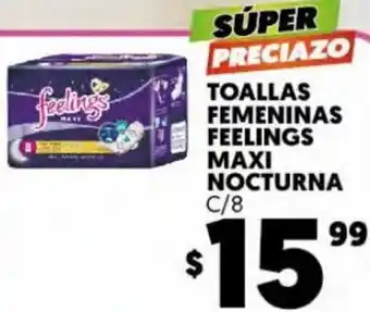 Merco Toallas Femeninas Feelings Maxi Nocturna C/8 oferta