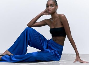 ZARA Pantalón full length satinado oferta