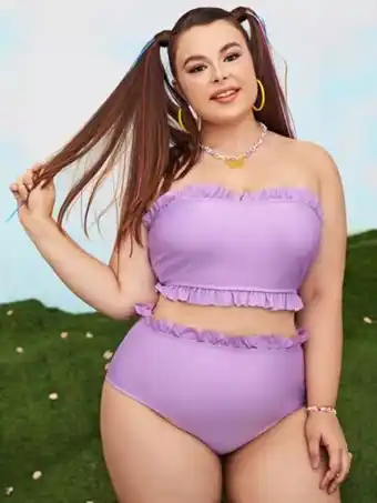 Bañador bikini bandeau ribete fruncido