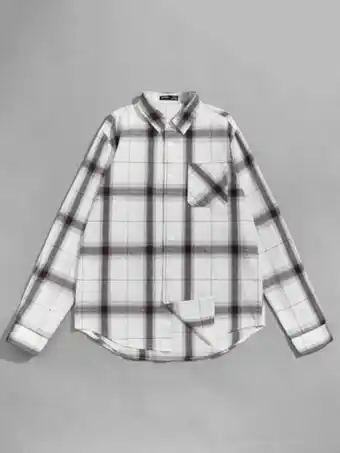 SHEIN Shein hombres camisa de cuadros bajo curvo oferta