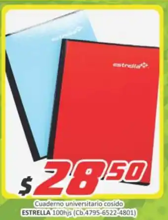ESTRELLA Cuaderno universitario cosido 100hjs