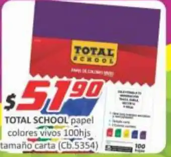 Super Gutiérrez TOTAL SCHOOL papel colores vivos 100hjs tamaño carta oferta