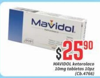 Super Gutiérrez MAVIDOL ketorolaco 10mg tabletas 10pz oferta