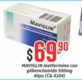 MAVIGLIN metformina con glibenclamida 500mg 60pz