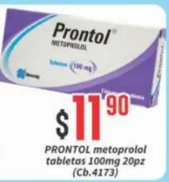 Super Gutiérrez PRONTOL metoprolol tabletas 100mg 20pz oferta