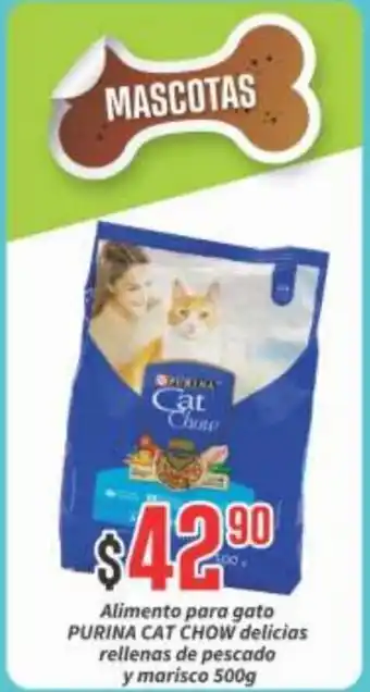 PURINA CAT CHOW Alimento para gato delicias rellenas de pescado y marisco 500g