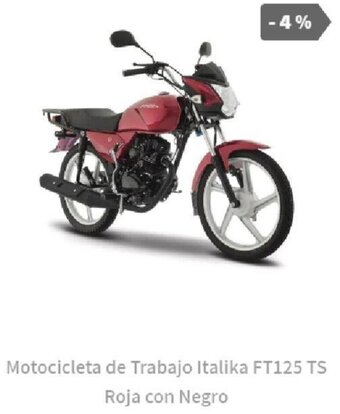 Elektra Motocicleta de Trabajo Italika FT125 TS Roja con Negro oferta