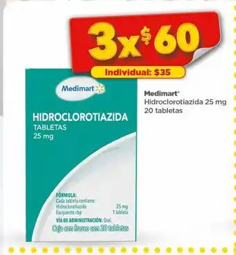 Bodega Aurrerá Medimart hidroclorotiazida 25mg 20 tabletas oferta