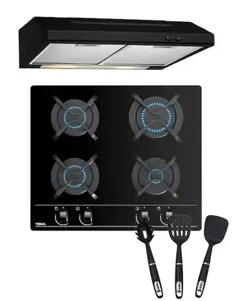 Parrilla de gas empotrable teka duetto crystal 60+ campana