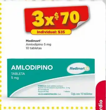 Bodega Aurrerá Medimart amlodipino 5mg 10 tabletas oferta