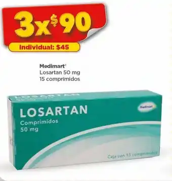 Bodega Aurrerá Medimart losartan 50 mg 15 comprimidos oferta