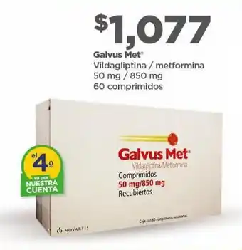 Bodega Aurrerá Galvus met vildagliptina / metformina 50mg / 850mg 60 comprimidos oferta