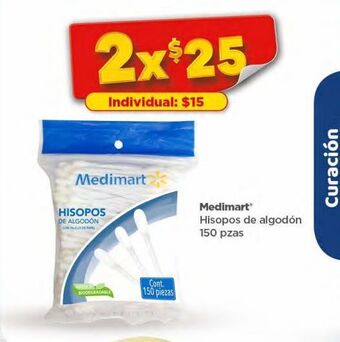 Bodega Aurrerá Medimart hisopos de algodón 150 pzas oferta
