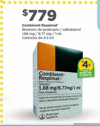 Combivent respimat bromuro de ipratropio / salbutamol 1.68 mg / 8.77 mg / 1ml cartucho de 4.5 ml