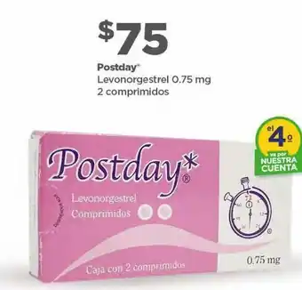 Postday levonorgestrel 0.75 mg 2 comprimidos
