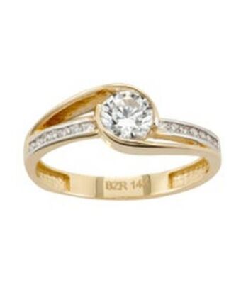 Joyerías Bizzarro Anillo de compromiso solitario de oro amarillo con zirconias oferta