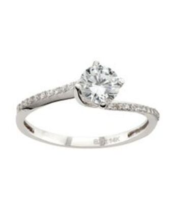 Joyerías Bizzarro Anillo de compromiso solitario de oro blanco con zirconia oferta