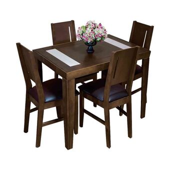 Mueblería Villarreal Comedor de 4 sillas color nogal oferta