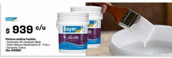 Sodimac Homecenter Pintura vinílica facilita blanco 19l oferta