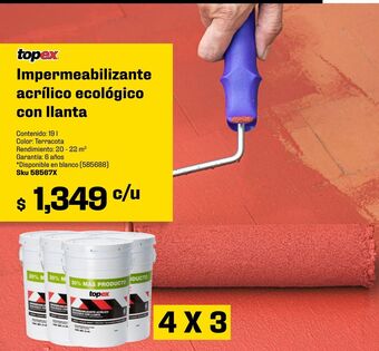 Sodimac Homecenter Impermeabilizante topex llanta 6 años rojo 21.6 l oferta