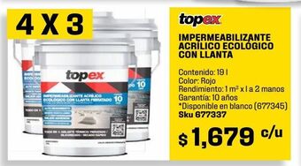 Sodimac Homecenter Impermeabilizante topex llanta 10 años 19l rojo oferta