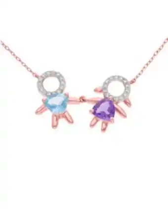 Collar de oro rosa con swiss blue, amatista y diamante