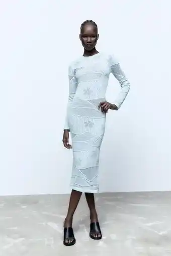 ZARA Vestido midi punto pointelle oferta